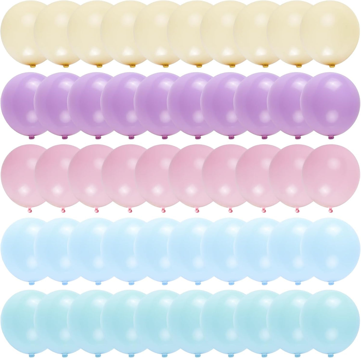 Premium 50pcs Pastel Macaron Balloon Kit – 12 Inch Multicolor Latex Balloons with Ribbon for Baby Showers, Weddings, Spring Parties, Boho & Groovy Themed Decor