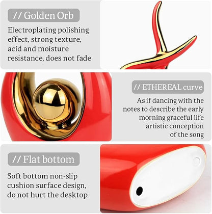 Norrclp Home Decor Modern Abstract Art Ceramic Statue Table Decorations for Dining Room Living Room Office Centerpiece (Red and Gold, Large)