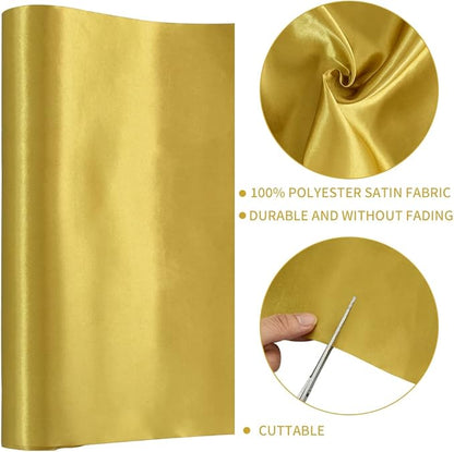TONIFUL 12 Inch X 11yds Dark Gold Satin Ribbon Extra Wide Christmas Ribbon for Outdoor Use, Ribbon Cutting Ceremony, Grand Opening Ribbon, Table Runner, Chair Sash, Gift Wrapping, Wedding Decoration
