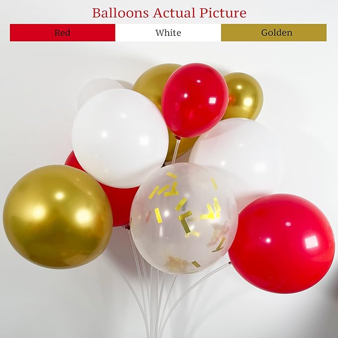 128PCS Christmas Balloon Arch Garland Kit - Red White Gold Balloons with Candy Cane Balloons for Merry Christmas Decorations, Winter Party Supplies, Xmas Balloon Arch