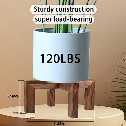 Indoor Plant Stand, Wooden Flower Pot Holder, suitable for 5-12 inch flower pots, Home and Garden (Wood Color-2 pack)
