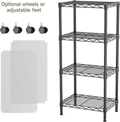 Golpart 4 Tier Adjustable Storage Shelves Metal Utility Shelf Wire Shelving Unit Organizer Rack for Home Kitchen Office Bathroom Pantry Room 12" D x 18" W x 44" H