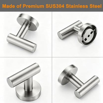 Nolimas Bathroom Towel Hooks, SUS 304 Stainless Steel Coat Hook Round Clothes Towel Coat Robe Hook Cabinet Closet Door Sponges Holder for Bath Kitchen Garage Hotel,Wall Mounted, Brushed Nickel, 4Pack