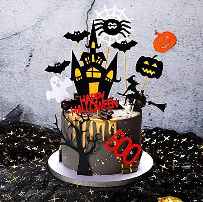 Set of 22 Halloween Cake Topper Cupcake topper Haunted House Cake Topper Halloween Cake Decoration Ghost Cake Decoration Pumpkin Cupcake for Wizard Party Ghost Spider Party