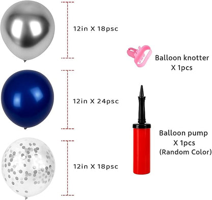 6pcs Balloon Stands Kit Table Centerpiece Table Decorations for Anniversary Birthday Wedding Graduation Retirement Party Decorations (Silver Navy)