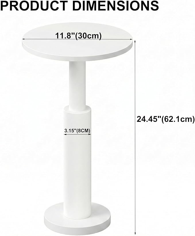 LAATOOREE Small Round Side Tables Set of 2, Drink Tables, Accent Coffee Tables, Pedestal End Tables with Thick Solid Wood Legs for Living Room,Sofa Couch,Small Spaces,Bedroom (2, White)