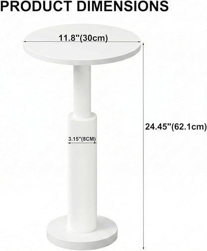 LAATOOREE Small Round Side Tables Set of 2, Drink Tables, Accent Coffee Tables, Pedestal End Tables with Thick Solid Wood Legs for Living Room,Sofa Couch,Small Spaces,Bedroom (2, White)
