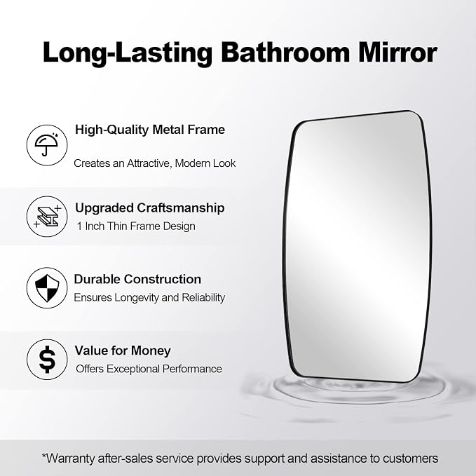 ANDY STAR Oval Mirrors for Bathroom, 30x48’’ Black Oval Mirror for Bathroom, Oblong Mirrors with Black Metal Frame Pill Shaped Mirror Wall Mounted Horizontal or Vertical