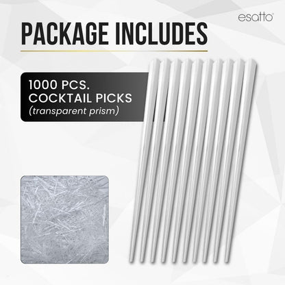 10000 Pcs Cocktail Picks Prism 7.62cm (3") - Sleek, Stylish Garnish for Cocktails, Perfect Plastic Toothpicks for Appetizers & Drinks, Versatile Fancy Skewers Food Pick for Charcuterie Parties