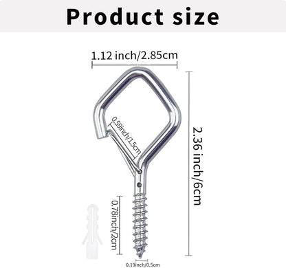 20PCS Eye Screw Hooks for Hanging Heavy Duty with Safety Buckle.Metal Ceiling Hooks for Hanging Plants,Cup,Wind Chime,Bird Feeders,String Lights at Indoor&Outdoor,2.36 Inch(No Drill Bit)