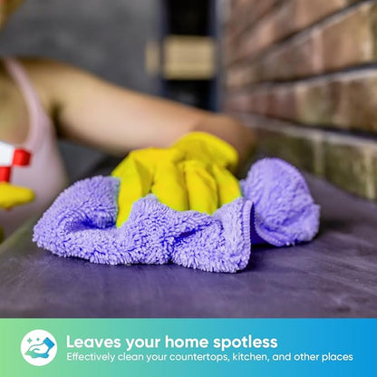 HOMEXCEL Purple Microfiber Cleaning Cloth, 12 Pack Premium Microfiber Towels for Cars, Lint Free, Scratch-Free, Highly Absorbent, Reusable Cleaning Rags for Car, Household, Kitchen, Window,11.5"X11.5"