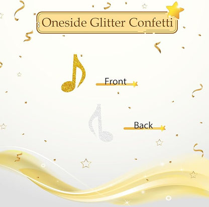 100pcs Music Note Confetti, Gold&Pink Glitter Musical Table Confetti for Baby Shower, Music Theme Birthday Paper Scatters, Anniversary/Wedding Party Table Decoration