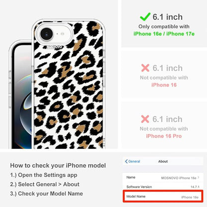 MOSNOVO for iPhone 17e Case/iPhone 16e Case, Shockproof Military-Grade Protection 6.6ft Drop Tested, Clear Phone Case for iPhone 16e / iPhone 17e, Leopard Print Design