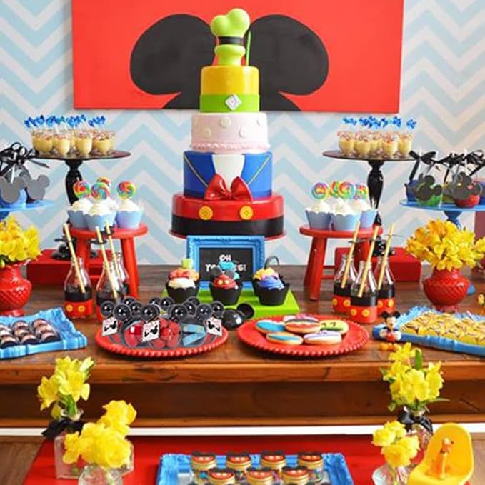 fozi cozi, 8 Pack Cartoon Mouse Party Favors for Kids 4-8 - Mouse Birthday Party Supplies, Candy Box Bags, Ice Cream Containers Bowls, Black
