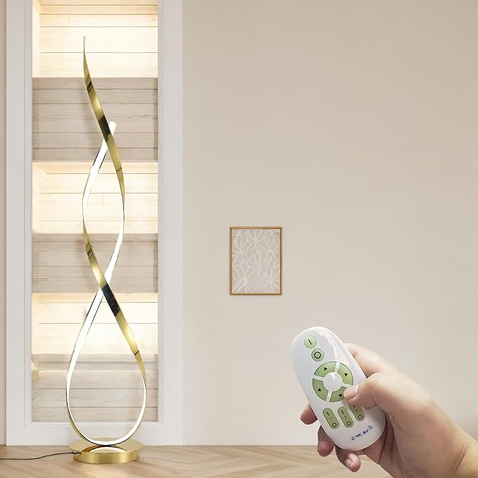 Gold LED Floor Lamp;40W Art Interior Decoration Home Nordic Standing Lamp for Living Room Lighting ; 3Color Remote Control Dimming