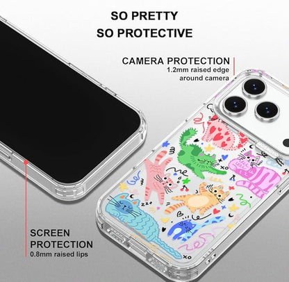 MOSNOVO for iPhone 17 Pro Case, Shockproof Military-Grade Protection 6.6ft Drop Tested, Camera Control, Clear Phone Case for iPhone 17 Pro, Doodle Cats Design