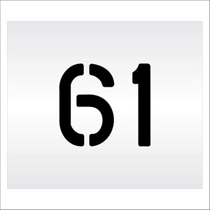 Pavement, Curb, and WheelStop Stencils - 6 inch Double Number Stencil - (61) - 6" x 6" x 1/16" (63 mil) - Light-Duty