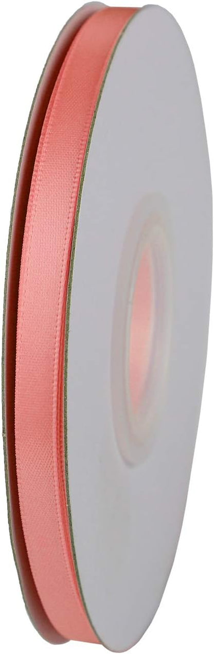 ITIsparkle 1/4" Inch Double Faced Satin Ribbon 50 Yards-Roll Set for Gift Wrapping Scrap Books Party Favor Hair Braids Baby Shower Decoration Floral Arrangement Craft Supplies, Pink Ribbon
