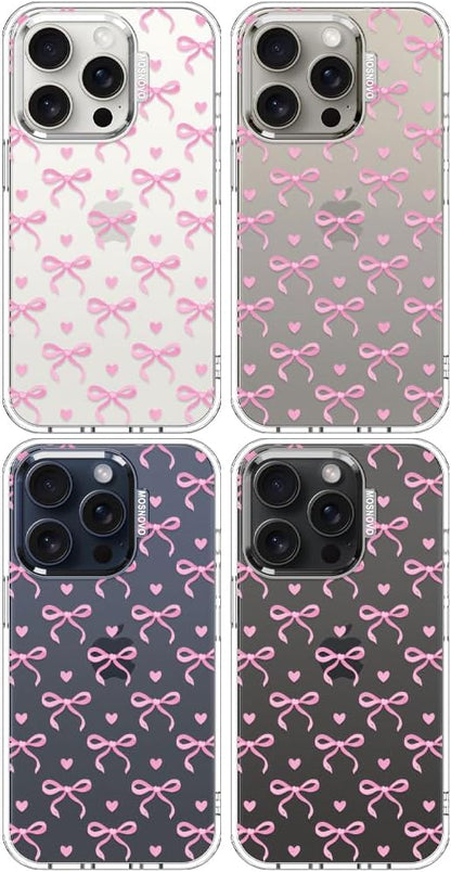 MOSNOVO Case for iPhone 15 Pro, [Buffertech 6.6ft Military-Grade Drop Protection] [Anti Peel Off Tech] Clear TPU Bumper Phone Case Cover Design - Bowtiful Love