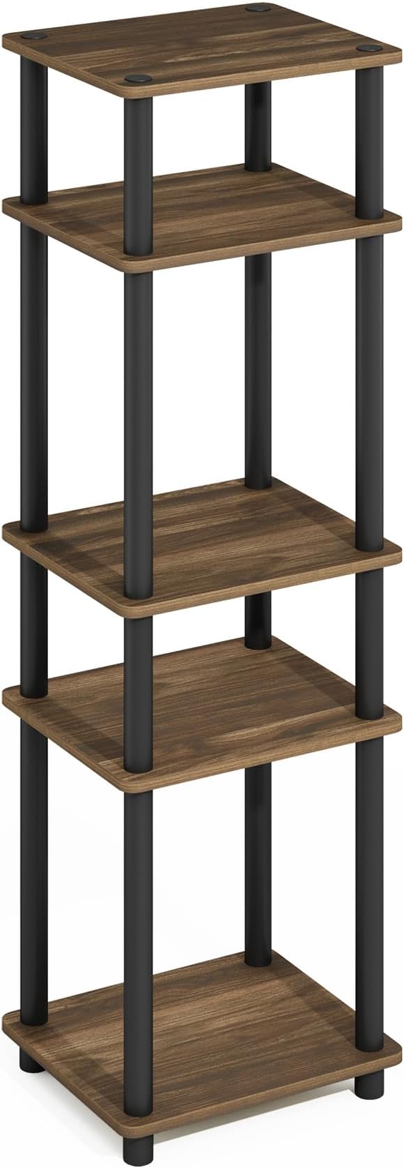 Furinno Turn-N-Tube Storage Shelves, Stackable Standing Shelf, Open Corner Shelf, for Organization and Storage, Living Room, Garage, Home Office, Columbia Walnut