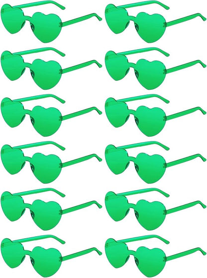 12 Pairs Heart Shaped Sunglasses for Women Colorful Glasses Fun Trendy Transparent Heart Sunglasses Party Favor