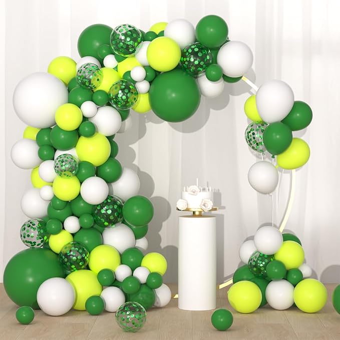 Green White Balloons Garland Arch Kit - Dark Green, Lime Green, Green White Balloons for Tropical Safari Wild Video Game Birthday Wedding Graduation Baby Shower St Patrick's Decorations