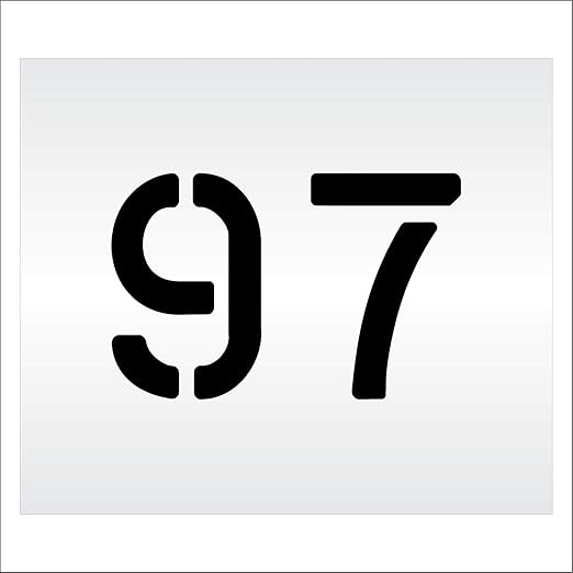 Pavement, Curb, and WheelStop Stencils - 6 inch Double Number Stencil - (97) - 6" x 9" x 1/8" (128 mil) - Pro-Grade