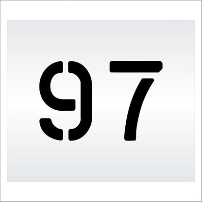 Pavement, Curb, and WheelStop Stencils - 6 inch Double Number Stencil - (97) - 6" x 9" x 1/8" (128 mil) - Pro-Grade