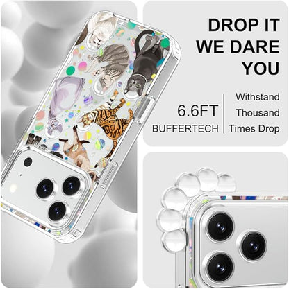 MOSNOVO for iPhone 17 Pro Case | Military Grade 6.6ft Drop Tested | Camera Control | Clear with Space Cat Design