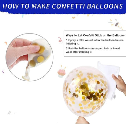 Navy Blue and Metallic Gold Balloons,65pcs 12 inch Metallic Blue Light Blue Balloon and Blue Gold Confetti Balloons for Birthday Graduation Wedding Bridal Shower Baby Shower New Year Party Decoration