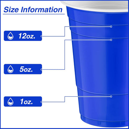Lounsweer 100 Pack 16 Ounce Christmas Plastic Party Cups Disposable Heavy Duty Drinking Water Cups for Holiday Christmas Festival Wedding New Year Birthday Party Supplies(Blue)