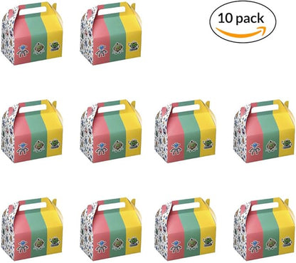 Hammont Paper Treat Boxes - (10 Pack) - Party Favors Treat Container Cookie Boxes Cute Designs Perfect for Parties and Celebrations 6.25" x 3.75" x 3.5" (Robots)