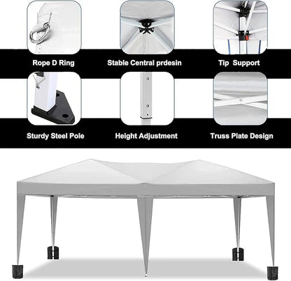 10x20 Pop Up Canopy Tents for Parties, Portable Outdoor Tent with Carry Bag & 4 Sandbags, for Wedding, Patio Events, Commercial, Birthday, Graduation (Black, 10x20)
