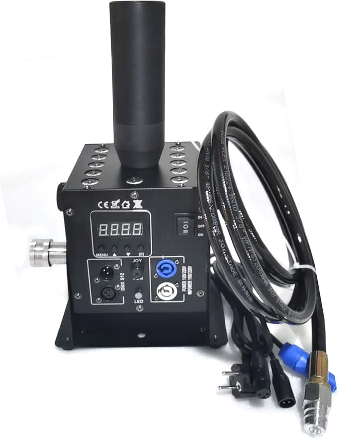 LED CO2 Jet Machine Fogger Smoke Machine, 26-33ft Spray Height, Single Tube Air Column DMX Control for Stage Show DJ Effect, 10''x6''x16''