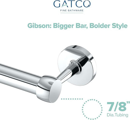 Gatco 5211 Gibson Towel Bar, Wall Mounted Bathroom Towel Holder Rack, Modern Chrome Bath Hardware for Towels & Washcloths