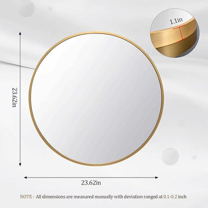 HARRITPURE Round Mirror 23.6" Gold Wall Mounted Circle Mirror with Aluminum Alloy Frame Modern Design for Bathroom, Living Room, Vanity, Bedroom, Entryway