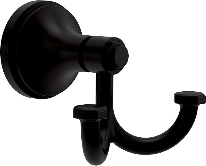 Franklin Brass Woodruff (1-Pack) Towel Hooks Matte Black Double Bathroom J Hooks Wall Mounted for Robes & Towels Hand Towel Hook Holder Kitchen, Bathroom Accessories WDRF35-MB