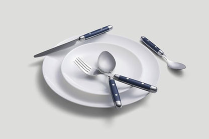 Cambridge Silverware Set, Jubilee Blue 16-Piece Flatware Set, Service For 4, 18/0 Stainless Steel, Knives Spoons And Forks Sets, Dishwasher Safe, Home And Kitchen Utensils (Black/Silver, 16 Piece)
