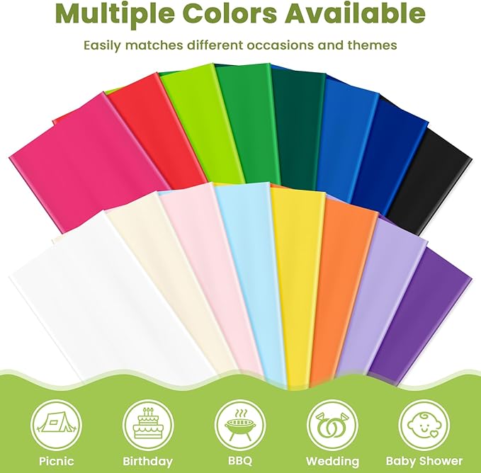 Mulbozy Lime Green Plastic Table Cloth Disposable 4 Pack, 54 × 108 Inch Tablecloths Rectangle, Green Plastic Table Cover for Party Decor