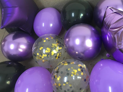 Purple Graduation Decorations – 2024 Lavender Grad Party Balloons Supplies with Black Gold Congrats Banner Decor (Black + Lavender + Purple)