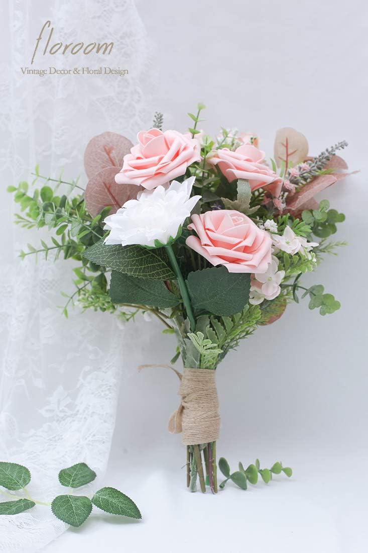 Floroom Artificial Flowers 25pcs Realistic Peach Pink Foam Fake Roses with Stems for DIY Wedding Bouquets Bridal Shower Centerpieces Floral Arrangements Party Tables Home Decorations