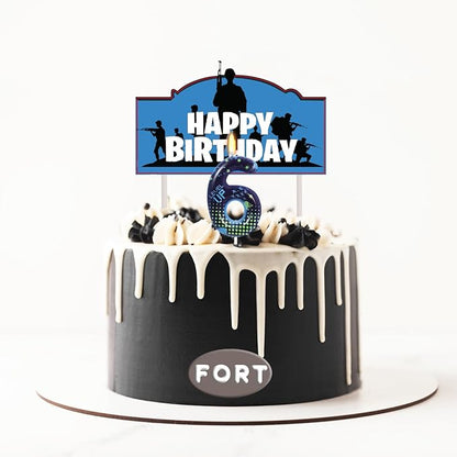 STG Birthday Candles for Boys - Number 6 Candle for Video Game Birthday Cake Topper, Fort Battle Level Up Game Themed Birthday Party Supplies (Number 6)