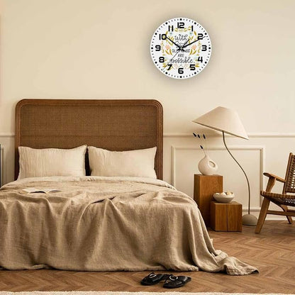 Everything is Possible Wall Clock 10 inch Round Silent Non Ticking Wood Wall Clocks Battery Operated Easy to Read Decorative Wall Clock for Bedroom Kitchen Living Room Bathroom