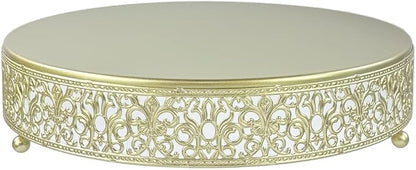 Cake Stand, Metal Round Cupcake Dessert Stand Cake Display Holder Cookies Fruit Serving Tray Decor for Wedding Party Birthday Baby Showers Anniversary (12in, Gold)