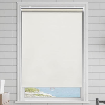 AOSKY Cordless Roller Shades Blackout Blinds for Windows Room Darkening Rolled Up Shades with Spring System, UV Protection Window Shades Door Blinds for Home and Office (37" W x 72" H, Ivory)