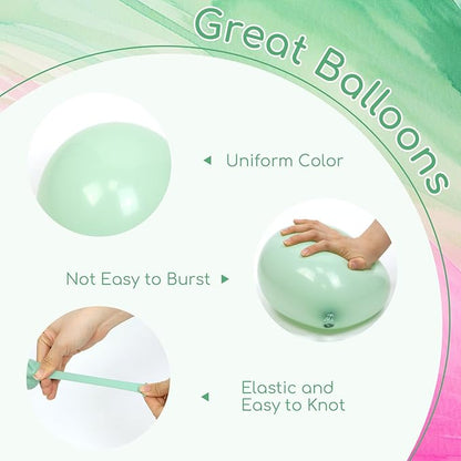 60pcs Pink and Green Balloons 12inch with Light Pink Dusty Green Balloons for Hawaiian Baby Shower Birthday Party Decorations