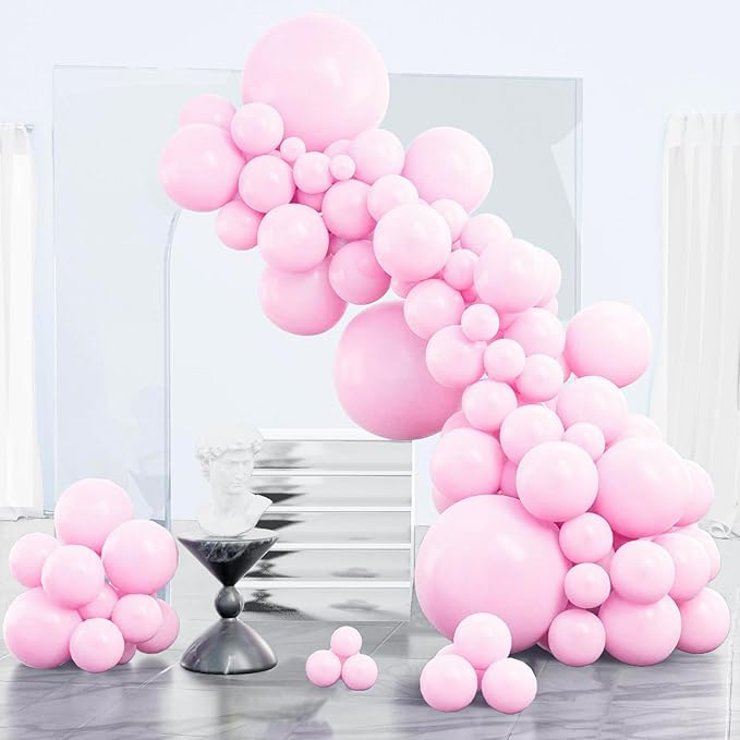 PartyWoo Light Pink Balloons 85 pcs Different Sizes of 18 12 10 5 Inch Pastel Baby Pale Pink Balloon Arch Kit Garland for Baby Shower Valentine's Day Princess Birthday Party Decorations Pink-Q05