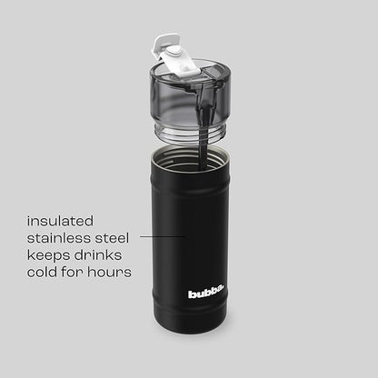 bubba 18 oz Dualsip Insulated Stainless Steel Water Bottle with Straw - Reusable, Leakproof, Lightweight, Dishwasher Safe, Lead-Free and BPA-Free, Office Siren