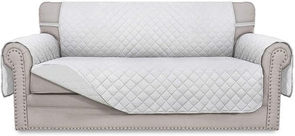 Easy-Going Sofa Slipcover Reversible Loveseat Sofa Cover Couch Cover for 2 Cushion Couch Furniture Protector with Elastic Straps for Pets Kids Dog Cat (Oversized Loveseat, White/White)