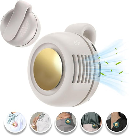 Portable Clip-On Fan, Mini USB Rechargeable 360° Rotatable Fan, 3-Speed Silent Mini Bladeless Fans (White and green)